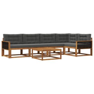vidaXL Conjunto De Sof&aacute;s De Exterior 6 Pcs Natural Y Antracita Vidaxl