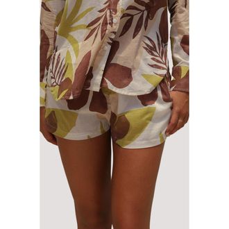 Stone Fox Swim Leo Organic Cotton Cover-Up Shorts in Tropical Tonal at Nordstrom, Size X-Small