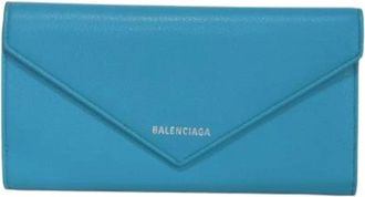 Balenciaga Pre-owned Wallets, female, Blue, Size: ONE SIZE Pre-owned Paper Thin Money Calfskin Long Wallet