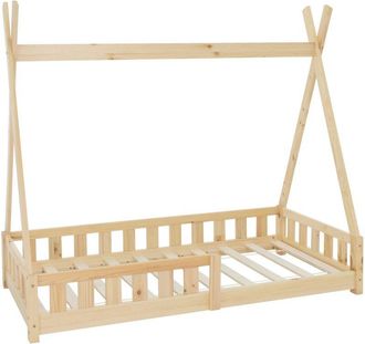 ML Design Ml-design - Lettino per Bambini Design Teepee con Sponde Protezione Anticaduta Recinzione Rete a Doghe 80 x 160 cm Letto Tenda Indiana da Gioco in