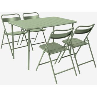 Sweeek Set tavolo da giardino bistrot in acciaio con 4 sedie pieghevoli, 120cm
