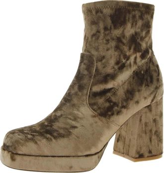Steve Madden Ever Boots Womens 7.5 Green Velvet Block Heel Ankle Bootie ZPO3488