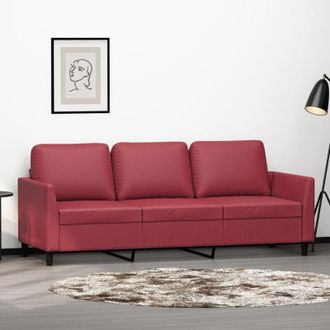 vidaXL Vidaxl - Divano a 3 Posti Rosso Vino 180 cm in Similpelle