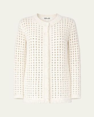 Diane Von F&uuml;rstenberg Celestina Fringed Open-Stitch Cardigan