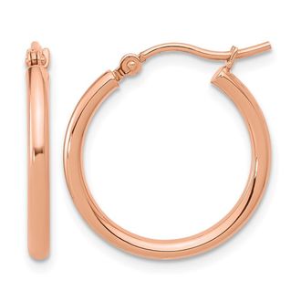 Diamond2Deal 14K Rose Gold 2x20mm Polished Round Hoop Earrings