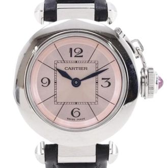 Cartier Pre-owned Miss Pasha Stainless Steel Quartz - Dames - Vintage Horloges - Roze - ONE Size - Leer - Vintage