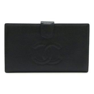 Chanel Pre-owned Wallets, female, Black, Size: ONE SIZE Pre-owned Caviar Leather Long Wallet