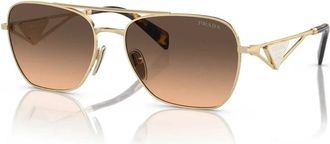 Prada Geometrische zonnebril met driehoekige logoplaat - Dames - Zonnebrillen - Geel - 59 MM - Accessoires