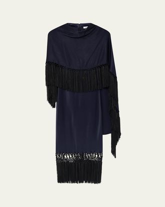 Wales Bonner Solstice Fringe Shawl Satin Maxi Dress