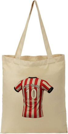 Unigift Personalised Gift - Stoke-on-Trent Fan Tote Shopping Bag (Red and White Stripes Football Jersey Design) Custom Name - Staffordshire ST4 Club