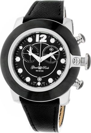 Glam Rock Black Leather Dress Womens Watch