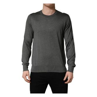 Dolce & Gabbana Round-neck Knitwear, male, Gray, Size: XL Crewneck Pullover