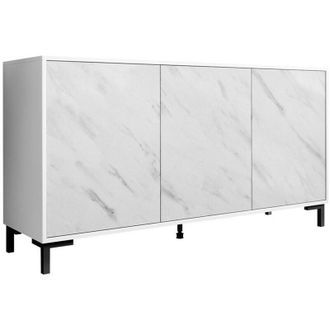 Mirjan24 Mobilier1 - Aparador Charlotte 159, Blanco + M&aacute;rmol Blanco, 81x150cm, N&uacute;mero De Puertas: 045cm, Aglomerado Laminado