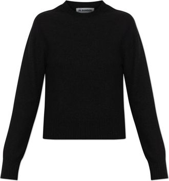 Jil Sander Wollen trui met ronde hals - Dames - Ronde hals truien - Zwart - XL - Wol - Truien & Vesten