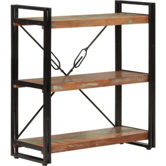 vidaXL 3-Tier Bookcase 77x30x80 cm Solid Wood Reclaimed and Iron vidaXL
