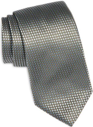 Canali Neat Silk Tie in Green at Nordstrom