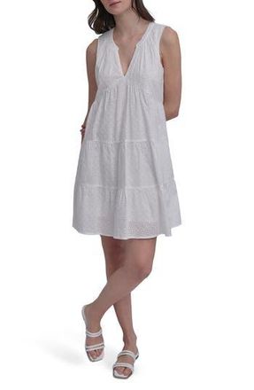 DKNY Sleeveless Eyelet Dress in Clover White at Nordstrom Rack, Size X-Large