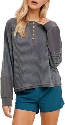 Wishlist Thermal Henley Pullover in Charcoal at Nordstrom Rack, Size Medium