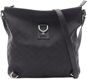 Gucci Pre-owned GG Abby Nylon Leather Shoulder Bag - Dames - Vintage Schoudertas - Zwart - ONE Size - Nylon - Vintage
