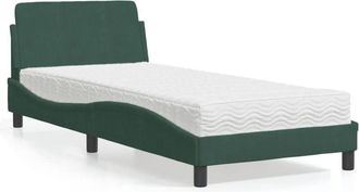 vidaXL Cama Con Colch&oacute;n Dover Terciopelo Verde Oscuro 80x200 Cm Vidaxl