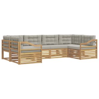 vidaXL Conjunto De Sof&aacute;s De Exterior 6 Pcs Blanco Y Gris Claro Vidaxl