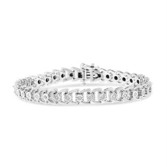 House of Brilliance Silver 1/4 Cttw Diamond Composite Linked Composite Line Bracelet in White at Nordstrom