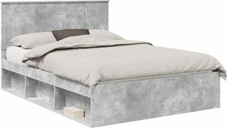 vidaXL Bed Frame Concerte Grey 135 x 190 cm Solid Pine Wood vidaXL