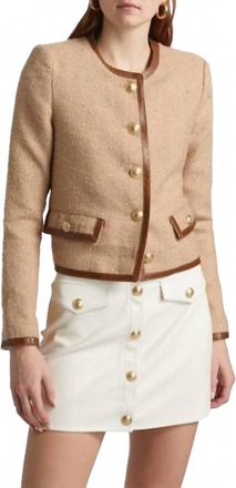L'agence Zaya Trim Jacket In Cappuccino/gold Stripe