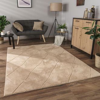 Paco Home Alfombra Salon De Habitacion Pelo Corto Boho Chic Nordica 3D Moderna Beige 2, 230x340 cm (de) - Paco Home