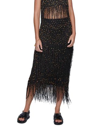 Anna Quan Kitty Midi Skirt In Ziggy Black