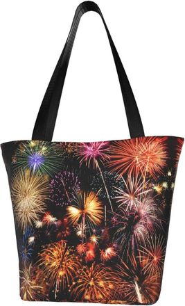AOOEDM Wonderful Firework Tote Bag Women Capacity Shoulder Grocery Shopping Bags