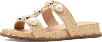 Johnston & Murphy Chandler Embellished Slide Womens Sandals Natural Raffia : 9.5 M, Leather