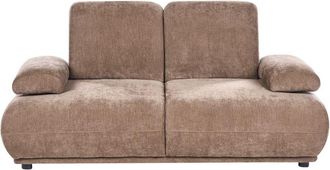 Beliani 2 Seater Sofa Brown Fabric Upholstery Adjustable Backrest & Armrest Wooden Legs Living Room Modern NACKA
