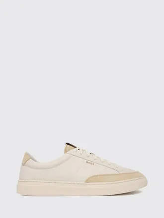 HUGO BOSS Kieran Low-Top Trainers in Grained Leather with Printed Logo