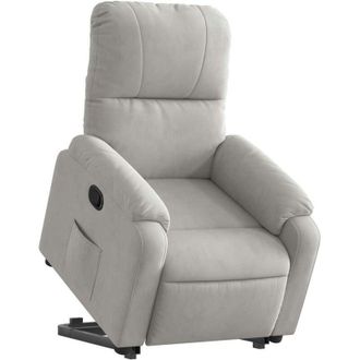 vidaXL Poltrona Alzapersona Reclinabile Grigio Chiaro Microfibra - Vidaxl