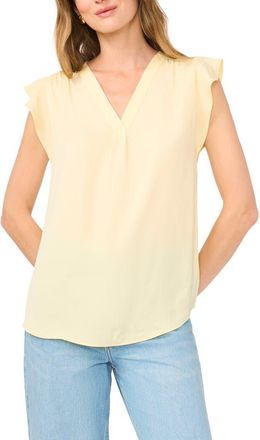 Vince Camuto Ruffle Sleeve Satin Top in Lemon Cream at Nordstrom Rack, Size X-Large