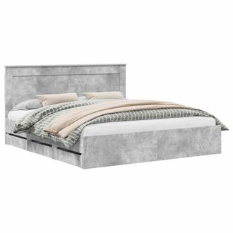 vidaXL Estructura De Cama Gris Concreto 200 X 200 Cm Madera Ingenieril Vidaxl