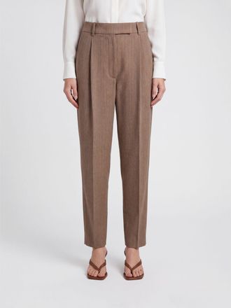 R&oacute;he Pantaloni straight a vita alta in misto lana a righe