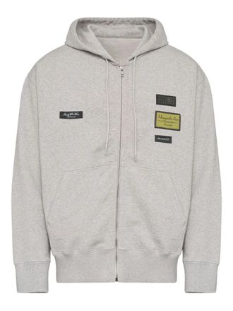 Maison Margiela zip-up logo-appliqu&eacute; hoodie - men - Cotton - M - Grey