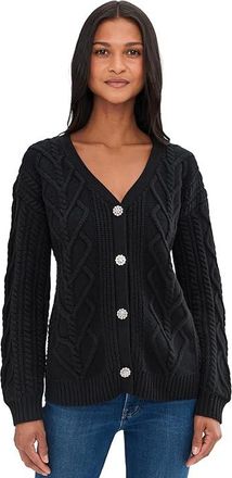 Splendid Harlow Hearts Cardigan Womens Sweater Black : LG (Womens 10-12), Acrylic/Cashmere/Cotton
