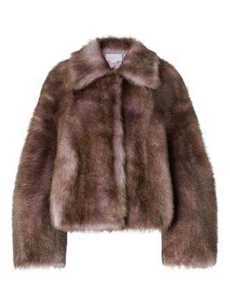 Genny shearling cropped jacket - women - Sheep Skin/Shearling - 38 - Brown