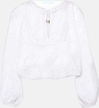 Melissa Odabash Angie puff-sleeve cotton crop top