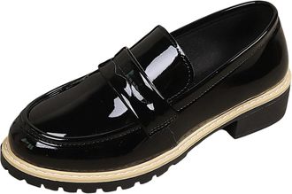 Generic Black Female Everyday Loafers with British Style and Thick Heel for Comfortable Activities
