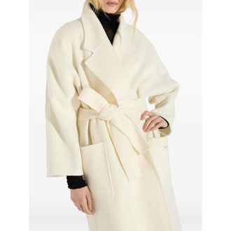 Elisabetta Franchi Wool Dressing Gown Coat - White