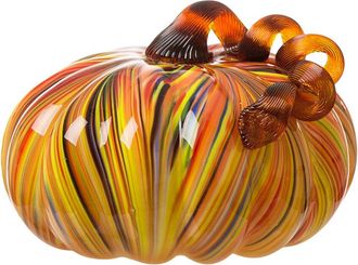 Glitzhome Handmade Striped Glass Large Pumpkin