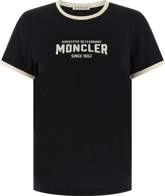 Moncler Black Crew Neck Logo Print T-Shirt