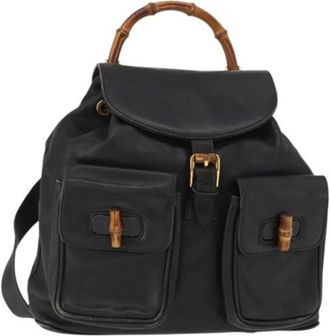Gucci Pre-owned Backpacks, female, Black, Size: ONE SIZE Pre-owned Leather Backpack