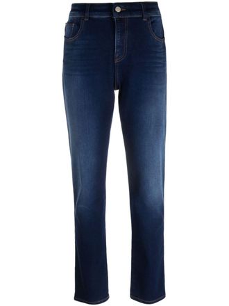 Emporio Armani logo-embroidered slim-cut jeans - Blue