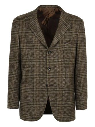 Kiton checked blazer - men - Cashmere/Virgin Wool/Silk/Linen/Flax - 52 - Brown
