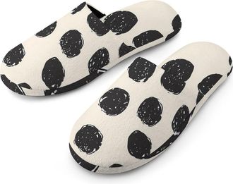 Generic Minimalist Dots Ovals Warm Mens Slippers Slip On Soft Fleece House Shoes Winter Indoor Outdoor